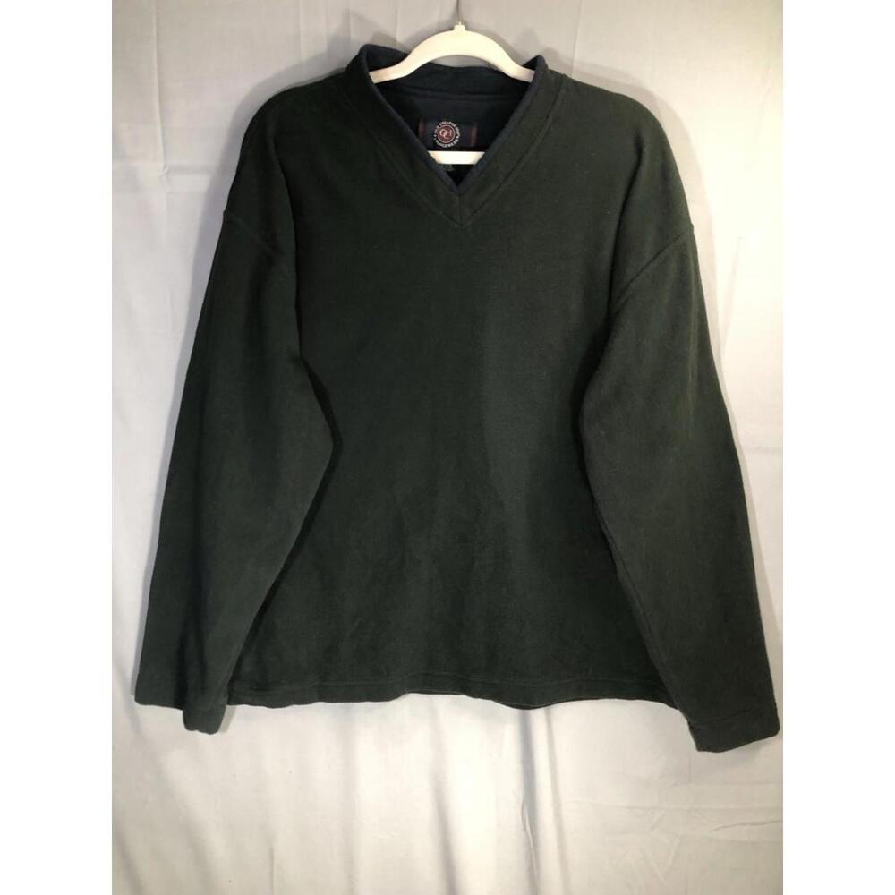 Old College Inn Fleece Sweatshirt V Neck Size XL VTG Dark Green 90s